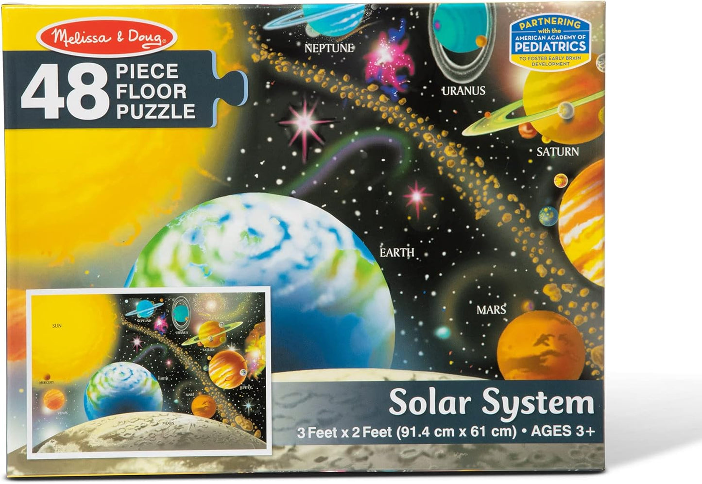 Melissa & Doug Solar System Floor Puzzle, 48 pc Jumbo Jigsaw Puzzle, Educational Screen Free Activity for Toddler, Preschoolers and Kids Ages 3+ (2 x 3 Feet) - FSC Certified