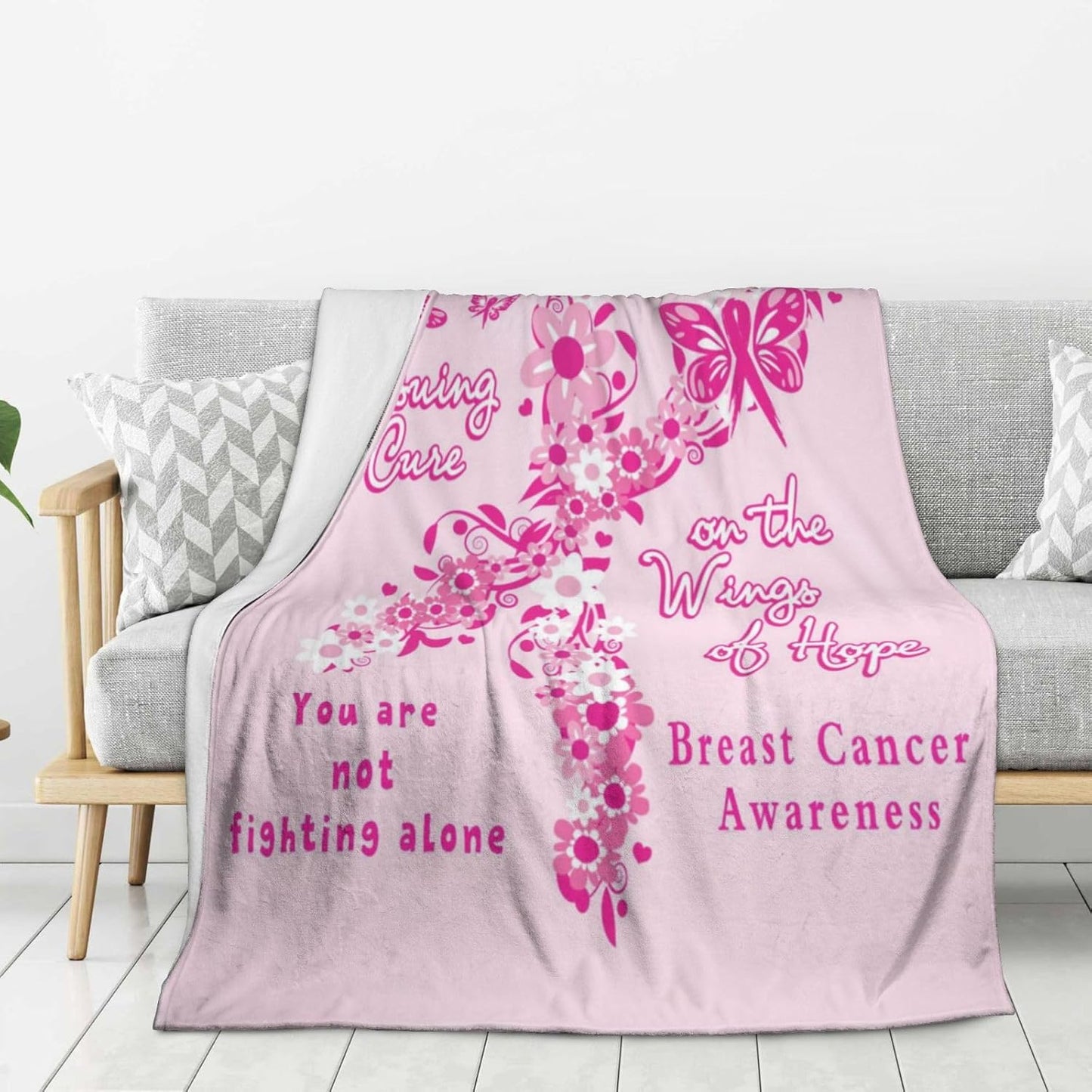 shangtiezao Breast Cancer Awareness Accessories Blanket Throw Blanket Flannel Blanket for Women, Inspirational Gifts for Woman Blanket 60"X50"