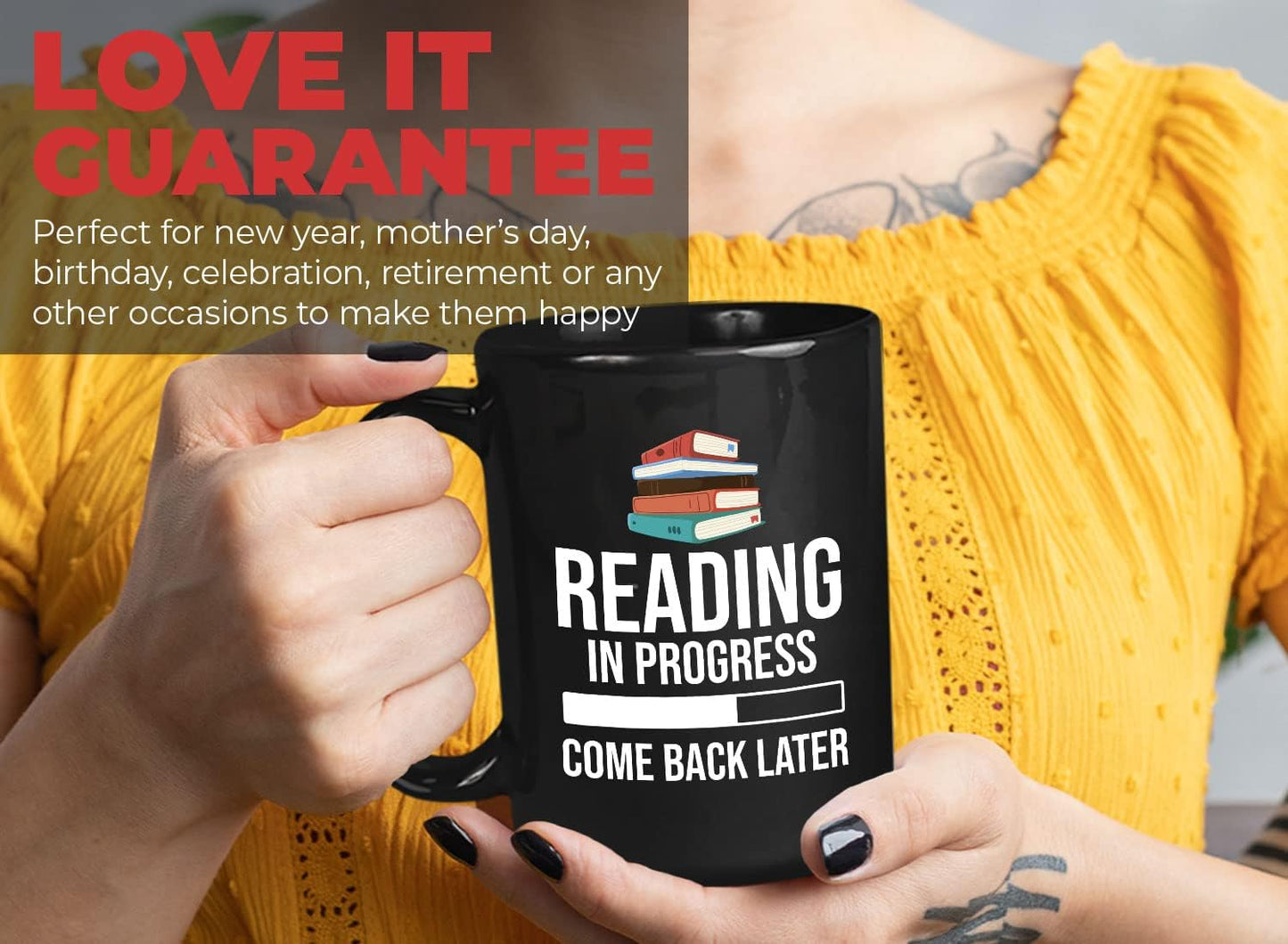 Book Lover Coffee Mug 15oz Black - Reading in - Literary librarian Literature Bookworm Historian Public Library Curator Bibliophile Bibliolater