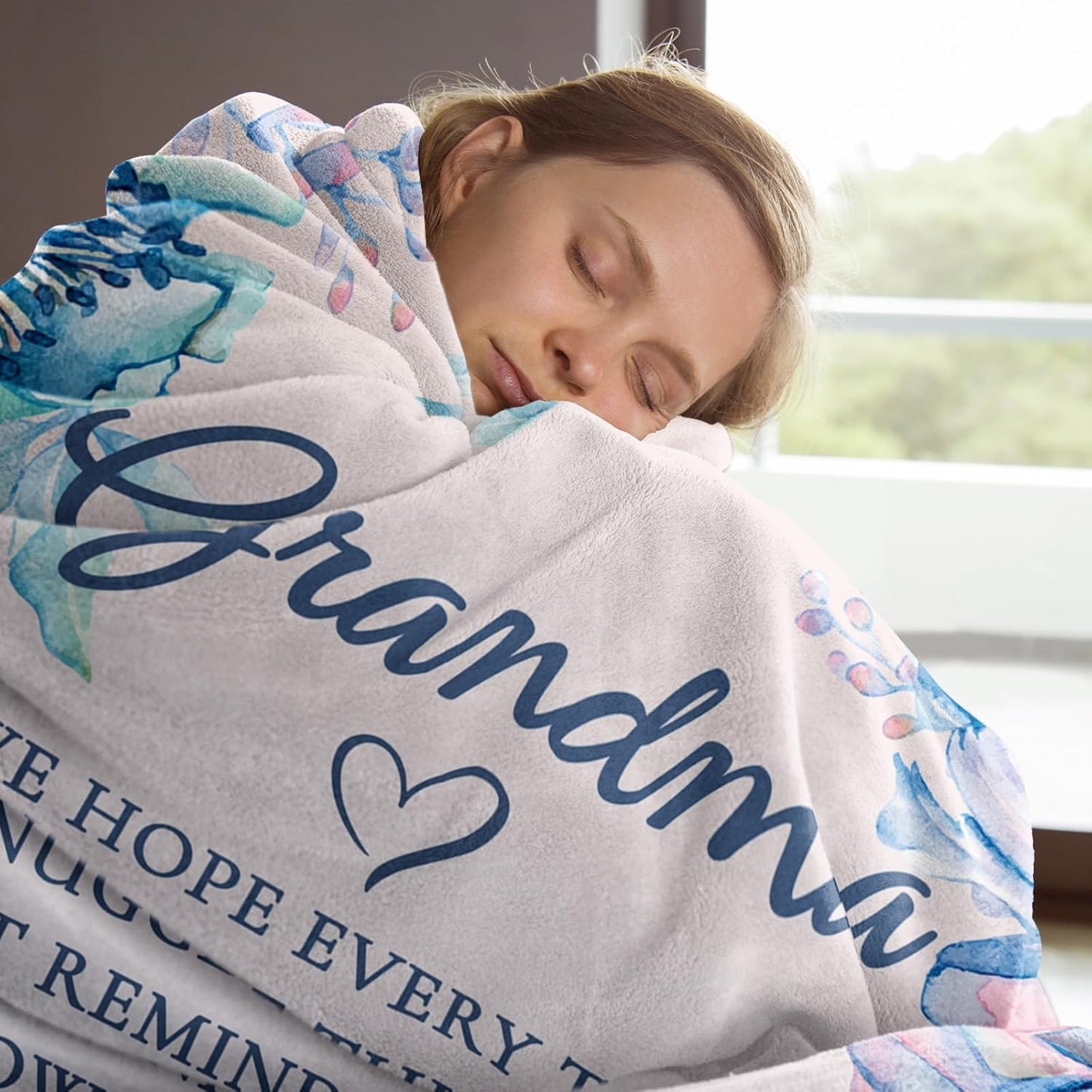 Afterprints Gifts for Grandma Blanket, Grandma Birthday Gifts, Presents for Grandmother from Grandkids on Grandparents Day, We Love You Soft Throw Blankets 60'' x 80''
