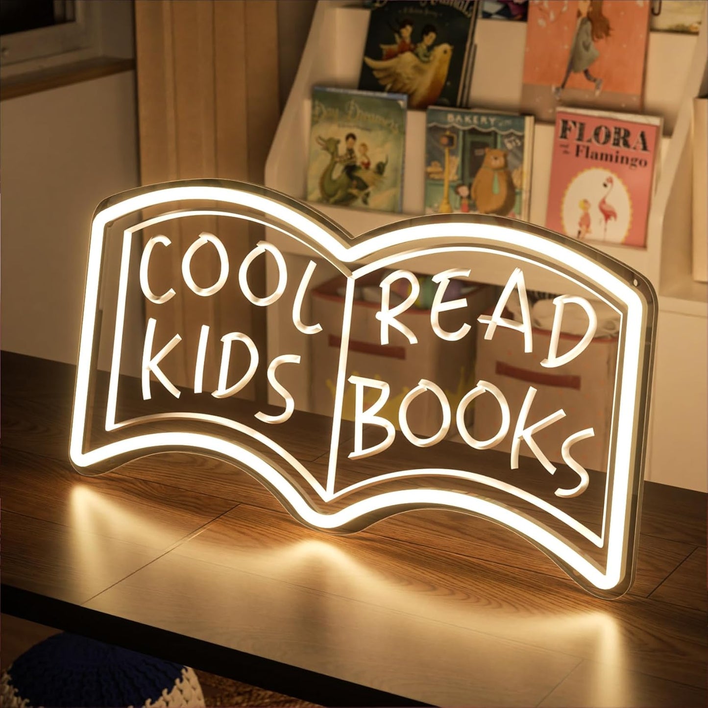 Cool Kids Read Books Neon Signs for Wall Decor Suitable for Library, Classroom, Reading Corner, Bedrooms. Book Neon Light Sign with Adjustable Dinmmer Switch Reading Letter LED Neon Lights 16.75''*8.66''Warm White