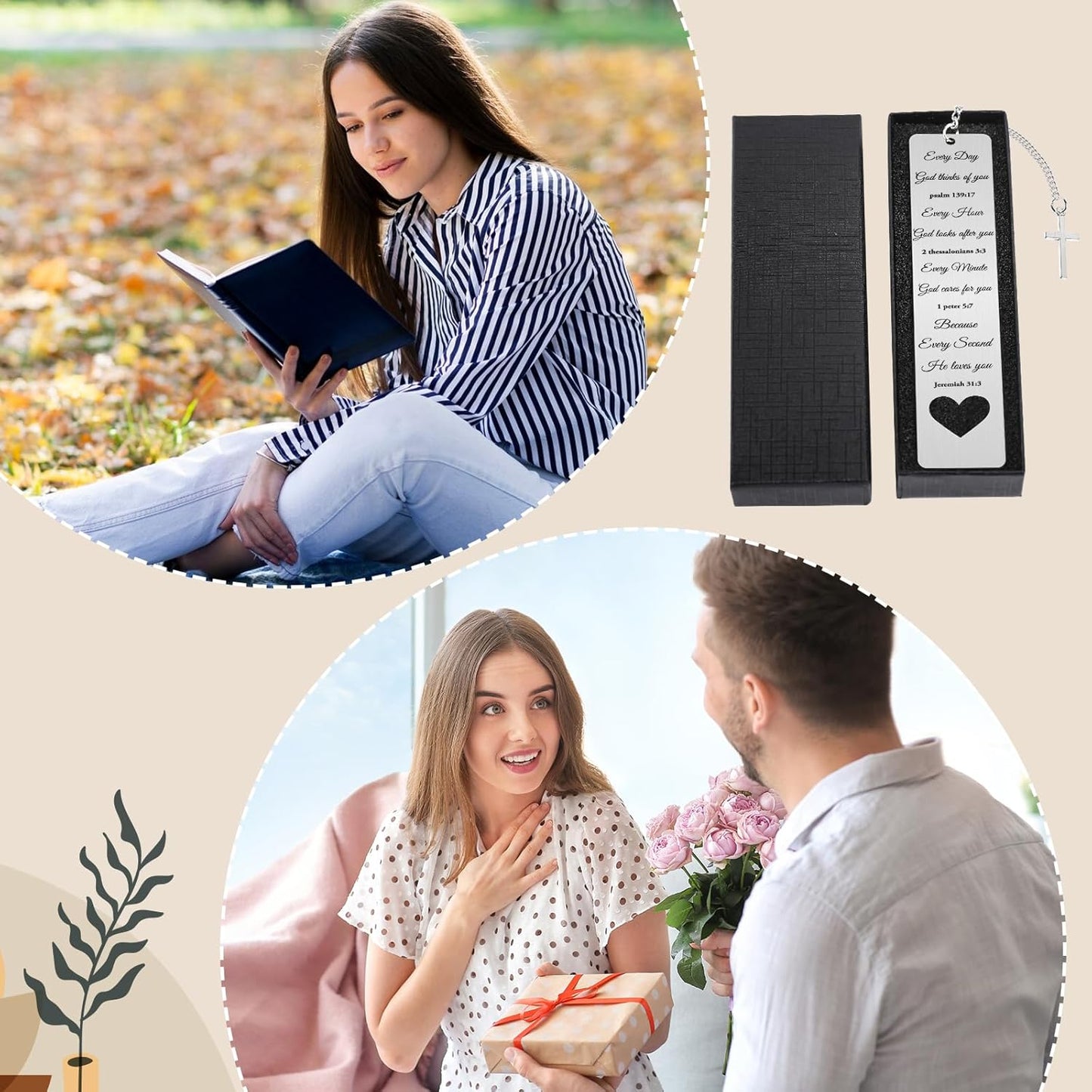 Bible Verse Metal Bookmark Gift - Christening Bookmarks Gifts for Women Men Inspirational Baptism Birthday Gift for Book Lovers Bookworms Book Club Religious Reading Gift, Silver