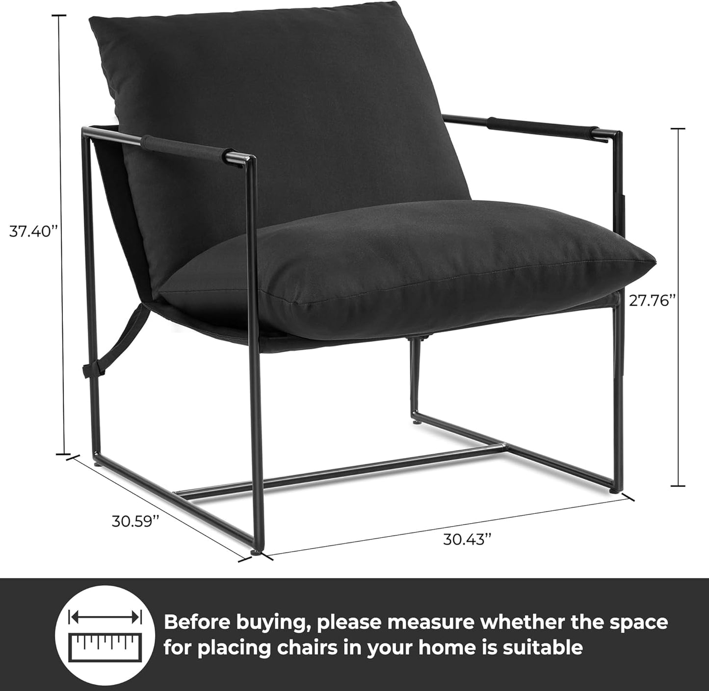 Sling Accent Chair, Oversize, Black