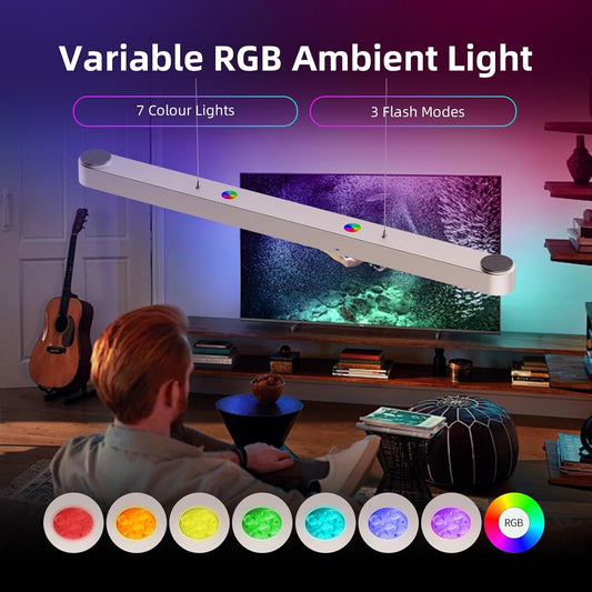 39” Smart Pendant Light with Bluetooth Speakers, 50W 2500 Lumens Dimmable Spotlight Kitchen Island Light with RGB Color Background Ambient Lighting for Dining Living Room Office (Gold)