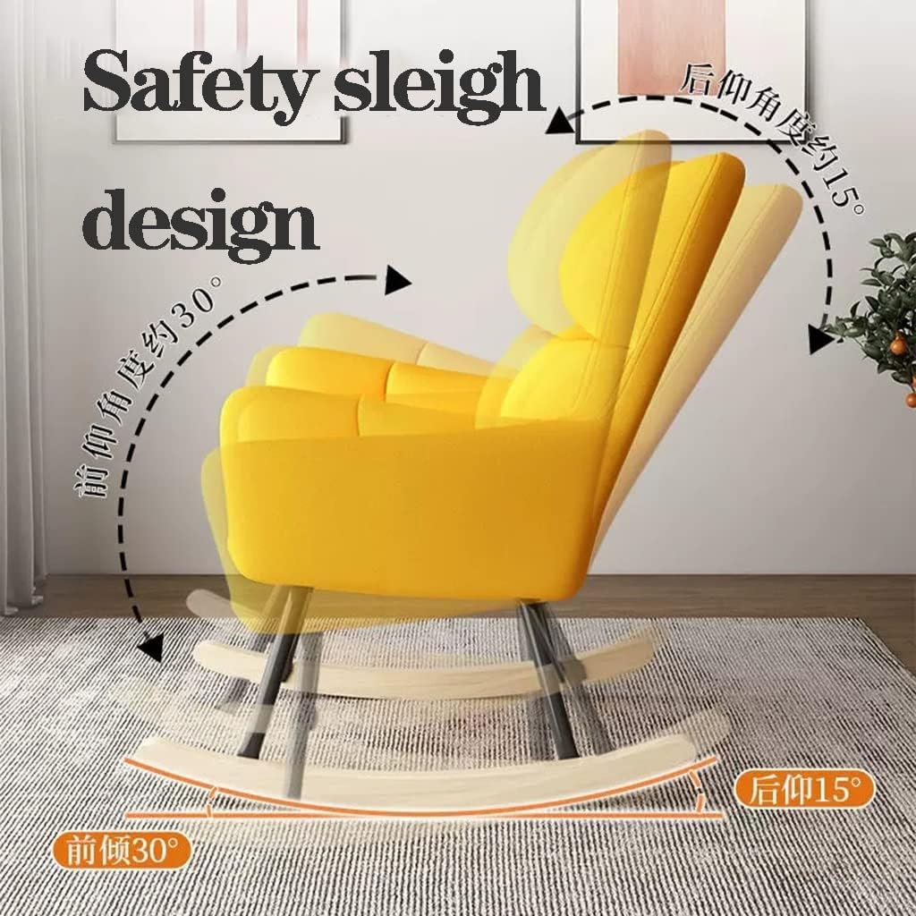LSLYTQ Single Rocking Chair Patchwork Fabric Leisure Chair High Back Padded Living Room