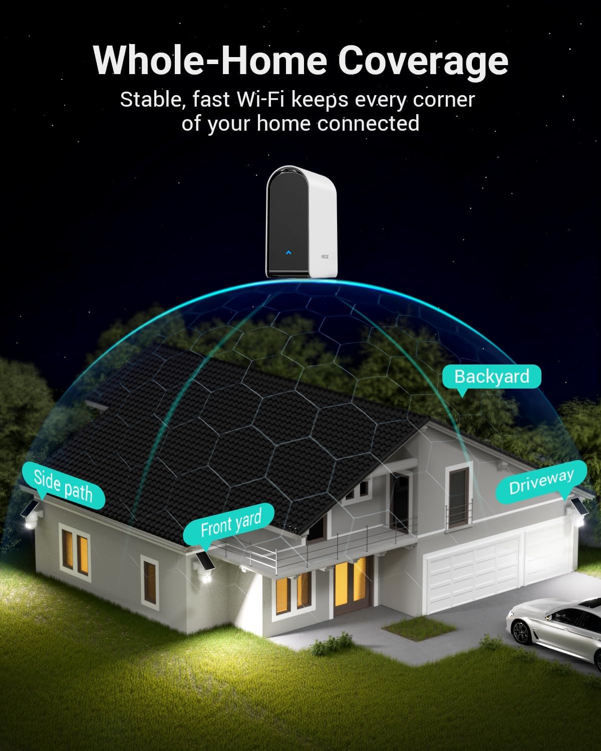 Security Cameras Wireless Outdoor Home System, 4 Camera Kit, No Subscription Fees, Solar Powered, Local Storage, 365-Day Battery Life, 360°PTZ Surveillance, Auto Tracking, 2K Color Night Vision