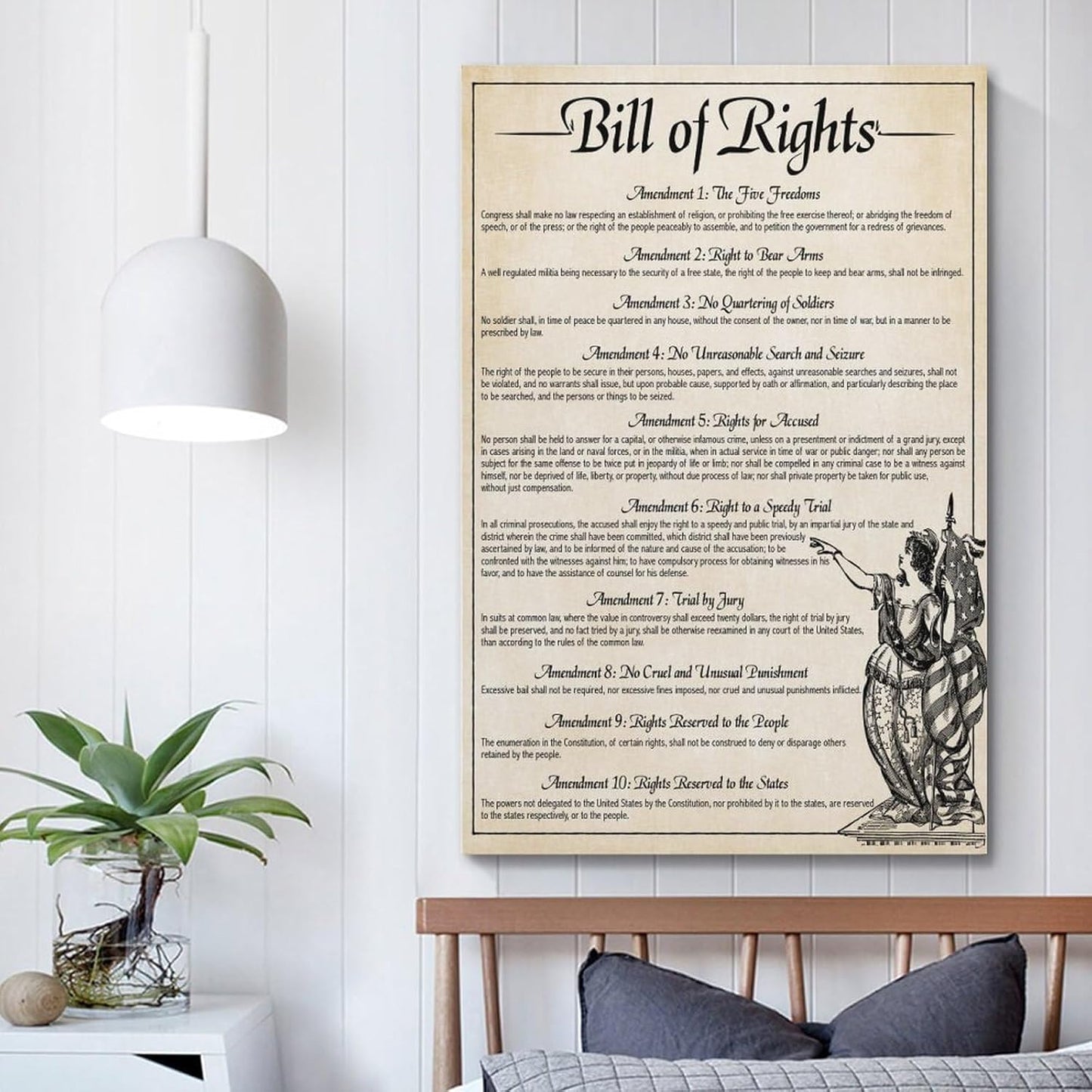 Vintage Poster The U.S. Constitution The Bill of Rights US History Government Classroom School Poste Painting Canvas Wall Posters Art Picture Print Modern Family Decor Posters 12x18inch(30x45cm)