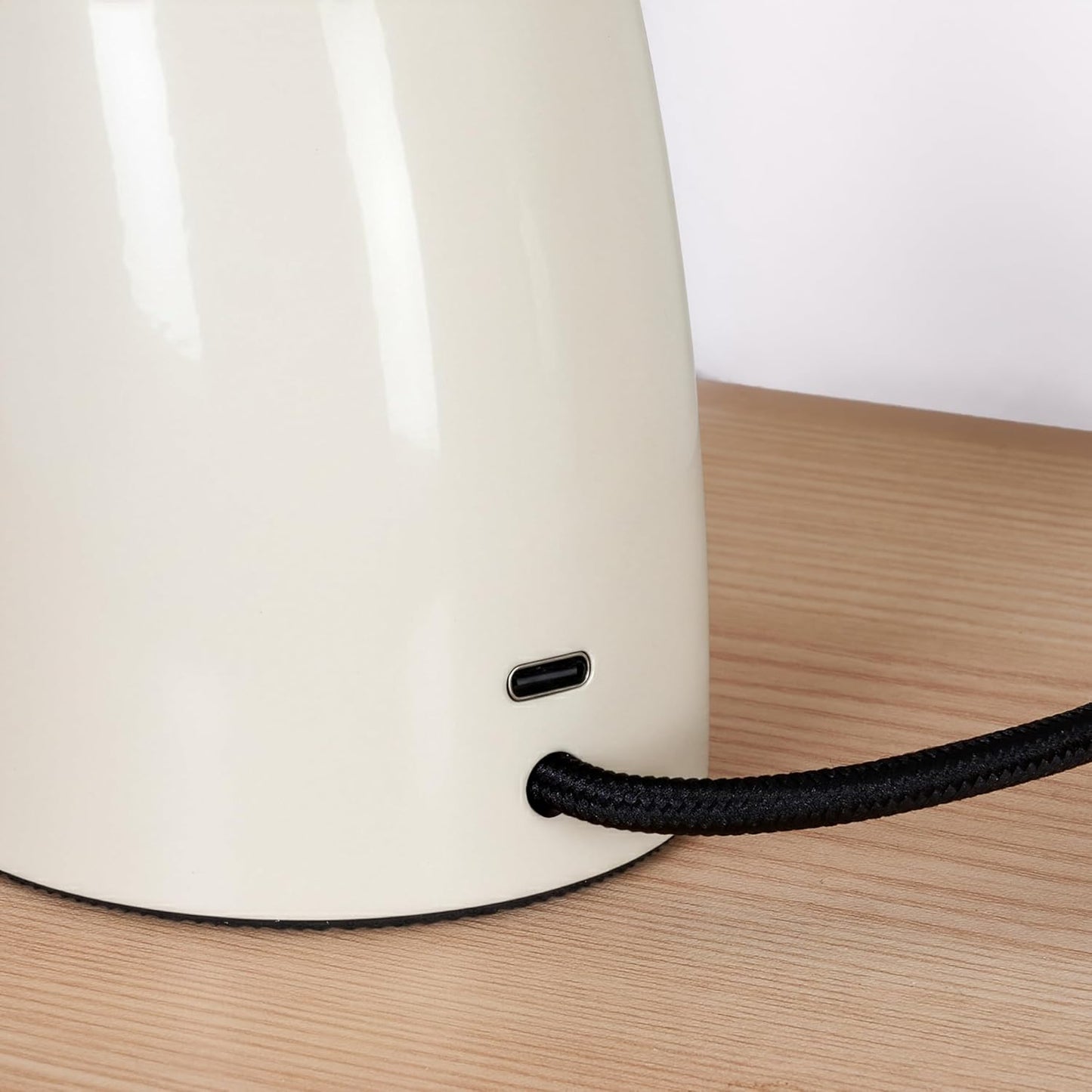 Brightech Vino LED Table Lamp - Small 8" Modern Dimmable Metal Lamp with USB-C Charging, Frosted Glass Globe Shade - Warm White Accent Light for Bedroom, Living Room, Bedside, Nightstand - Cream