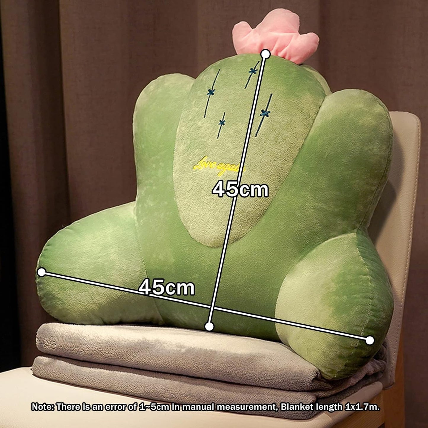 Bed Rest Throw Pillow & Reading Pillow with Support Arm,Back Lumbar Support Pillow,with Blanket and Without Blanket for Adults Reading/Watching TV/Sitting Up in Bed