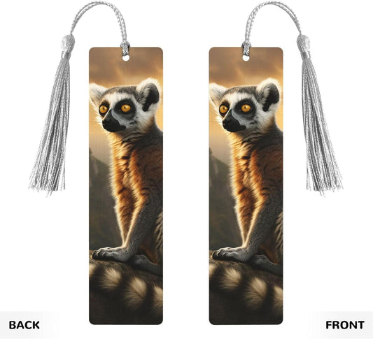 Monkey on Mountain Bookmarks Gifts for Women Men, Wooden Bookmarks for Book Lovers, Vintage Book Marks Ornaments with Tassel, Unique Personalized Reading Page Markers Gray