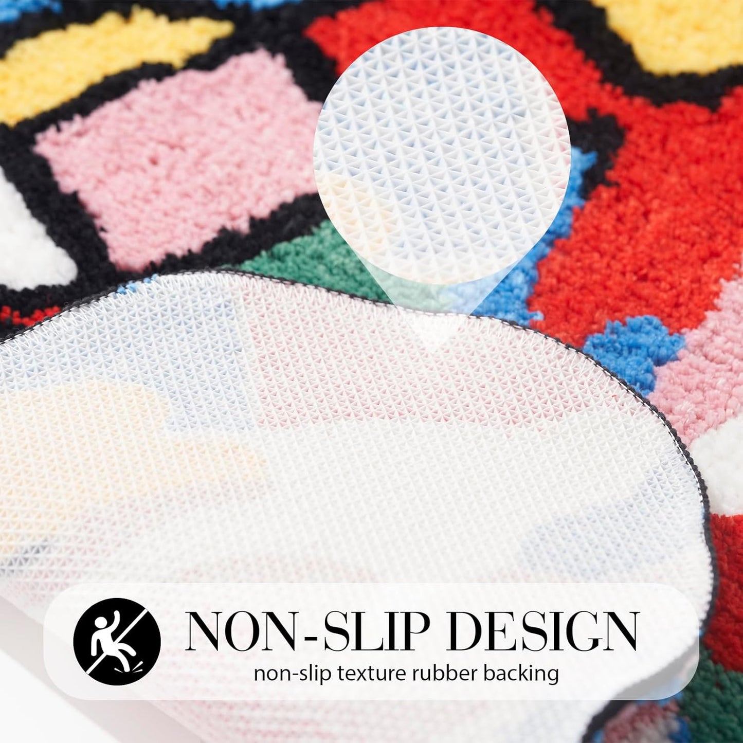 ELDONE Melted Magic Cube Rug, Funky Aesthetic Area Rugs 34 x 24 inch Non Slip Washable, Abstract Cute Unique Bathroom Bedroom Small Rugs, Funny Colorful Cool Rugs
