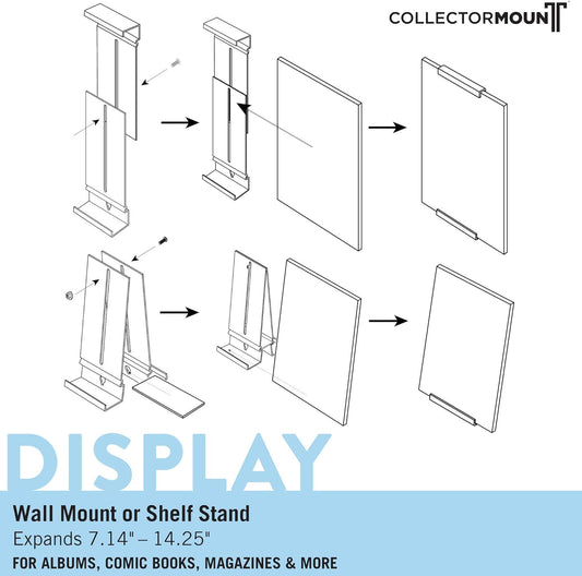 CollectorMount Comic Mount 5 Pack, Comic Book Shelf Stand or Wall Mount Display, Invisible and Adjustable