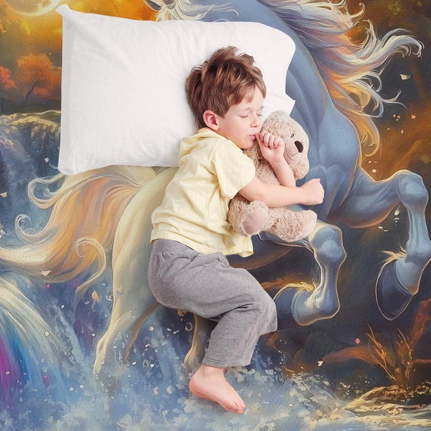 Un-icorn Throw Blanket for Couch Bed Plush Cozy Fuzzy Flannel Blanket for All Season 66"x90"