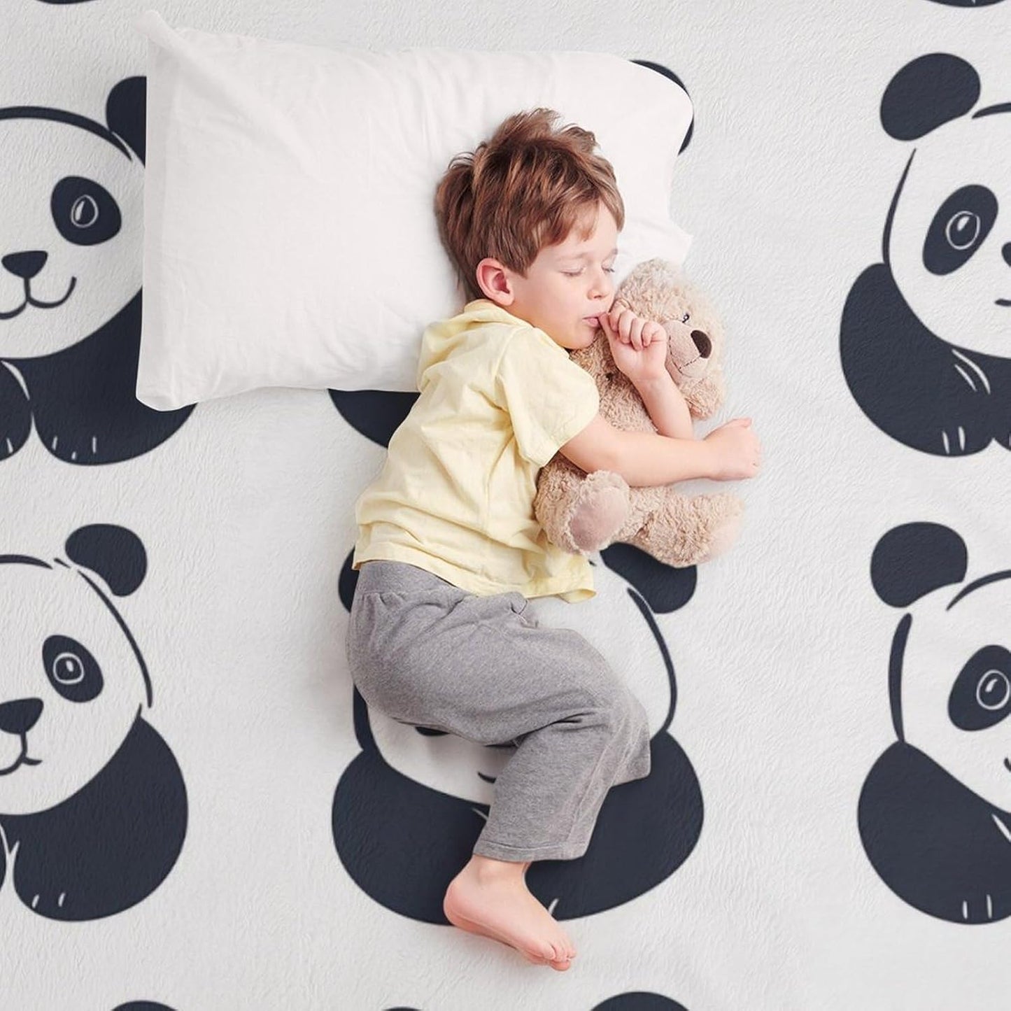 Panda Throw Blanket for Couch Bed Plush Cozy Fuzzy Flannel Blanket for All Season 60"x80"