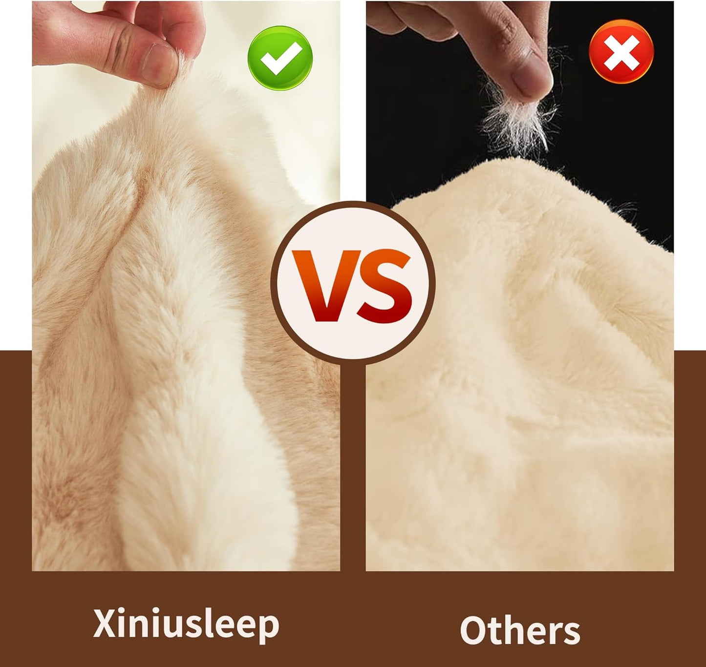 Thick Bubble Faux Fur Heated Blanket Electric Blanket 50"x60", Soft Faux Rabbit Fur with Remote Controller, Overheat Protection, 12 Time Settings, 5 Heating Level, Machine Washable (Beige)