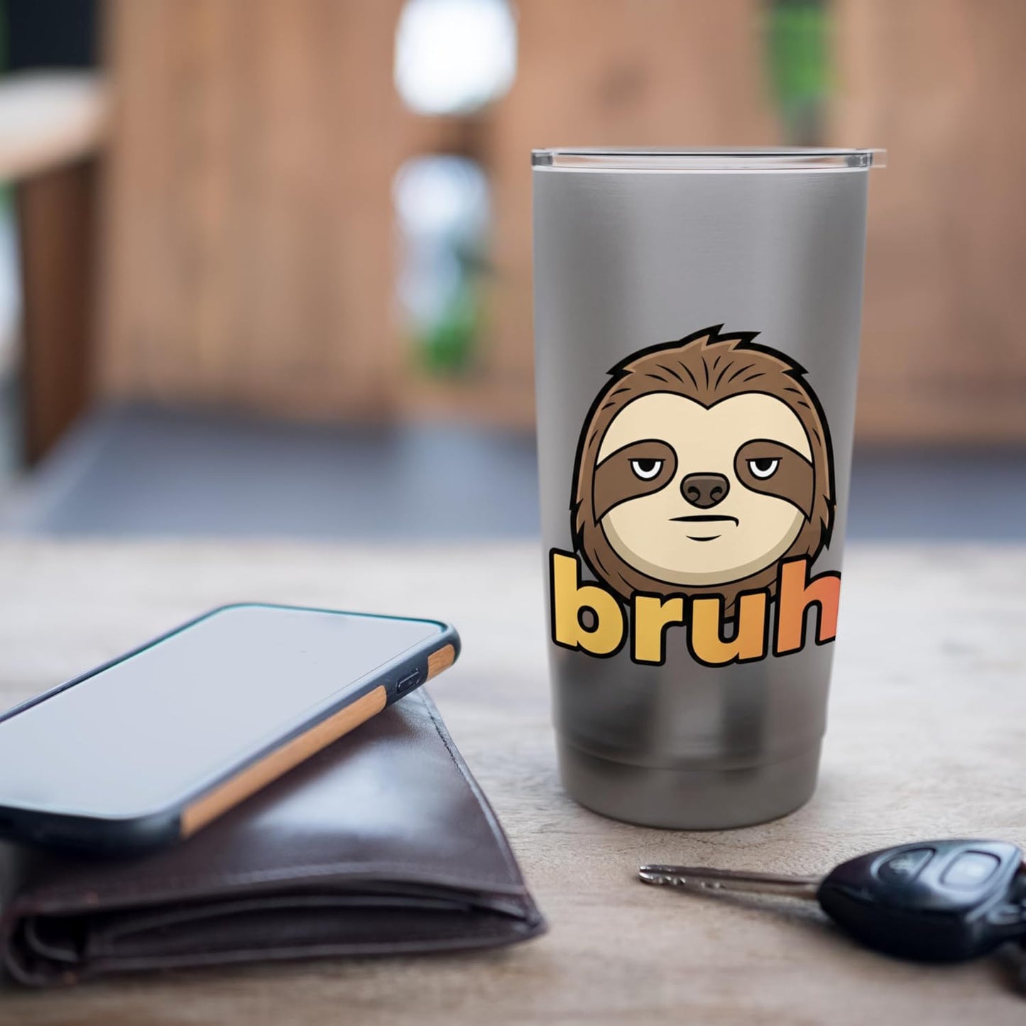 Bruh Sloth Kids Funny Jungle Animal Sloth Cartoon Stainless Steel Insulated Tumbler