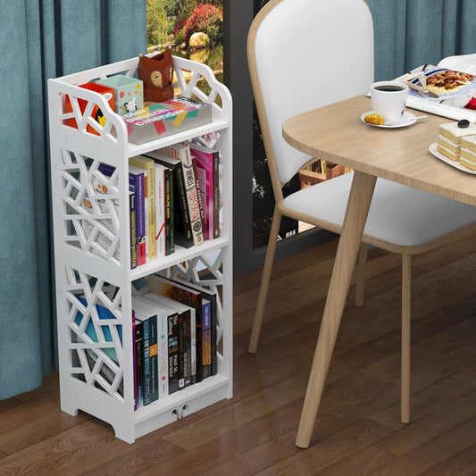 Rerii 3 Tier Bookshelf, Small Bookcase for Small Spaces, Narrow Thin Book Shelf for Bedroom, 3 Shelf Bookcase for Kids Room and Living Room