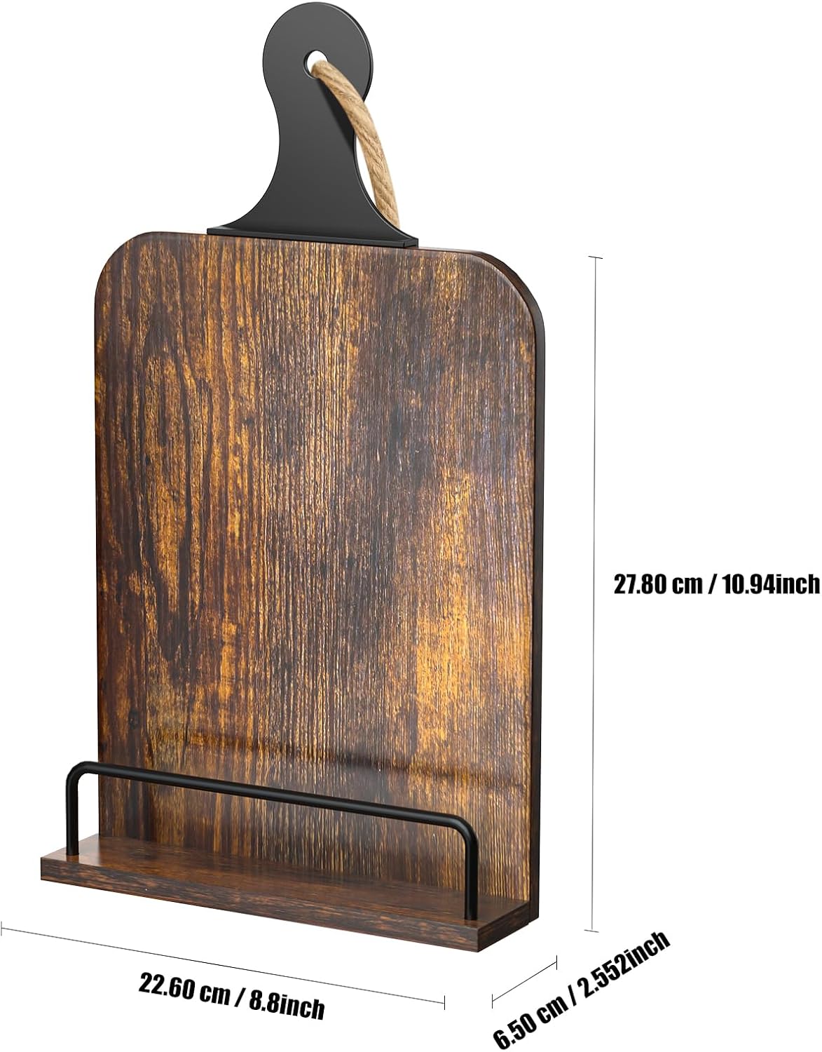 KLM Kitchen Cookbook Stand - Recipe Book Holder for Cooking, Organising and Storage - Perfect Home Shelf Decor and Wedding Retirement Gift for Woman (Brown)