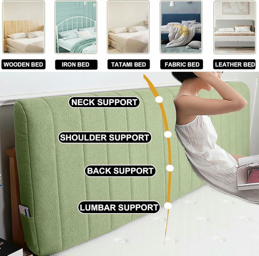 Large Headboard Cushion Back Support for Adult Backrest Fleece Reading Pillow Soft Bag for Home Bedroom Hotel Sofa Bunk Bed Removable Bed Cover,Brown,Straps/47x23x4In