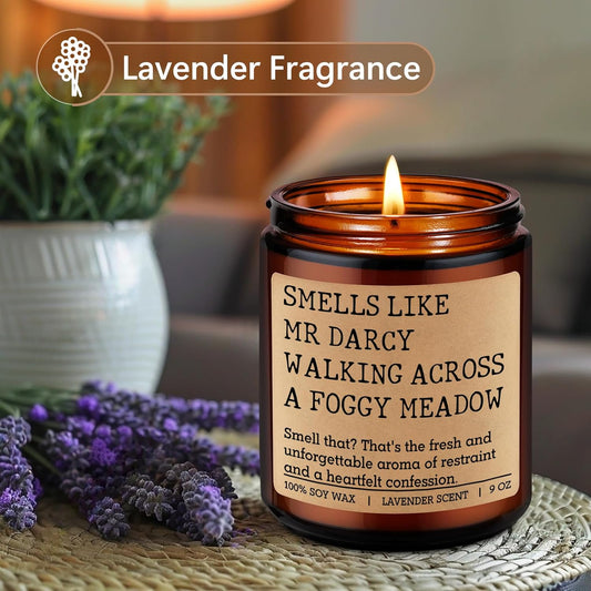 LEADO Mr Darcy Candle, Pride and Prejudice Gifts for Women, Men - Bookish Romantic, Jane Austen Gifts for Friends - Funny Mothers Day, Birthday Presents for Jane Austen Fans, Darcy Lovers, Book Lovers