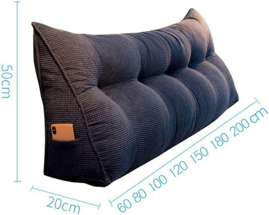 Headboard Pillow, Large Back Support Reading Pillow, Triangular headboard Back Corduroy Positioning Support Cushion, King Size headboard Cushion, Suitable for Watching TV, Game Room, Sofa