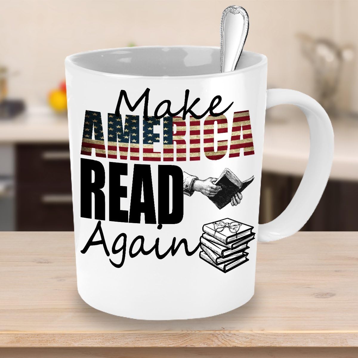 MAKE AMERICA READ AGAIN MUG ~ Book lover -I love hot girls - go away -reading quote - funny love to read - mug if you can read this - librarian gifts -White coffee Tea Cup 11 Oz