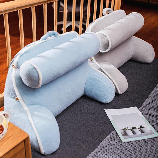 Reading Pillow Bed Rest Support Cushion with Arm, Adults Back Lumbar Upholstered Large Bolster with Neck Pillow,for Reading/Watching TV/Sitting Up in Bed/Couch,Removable wash