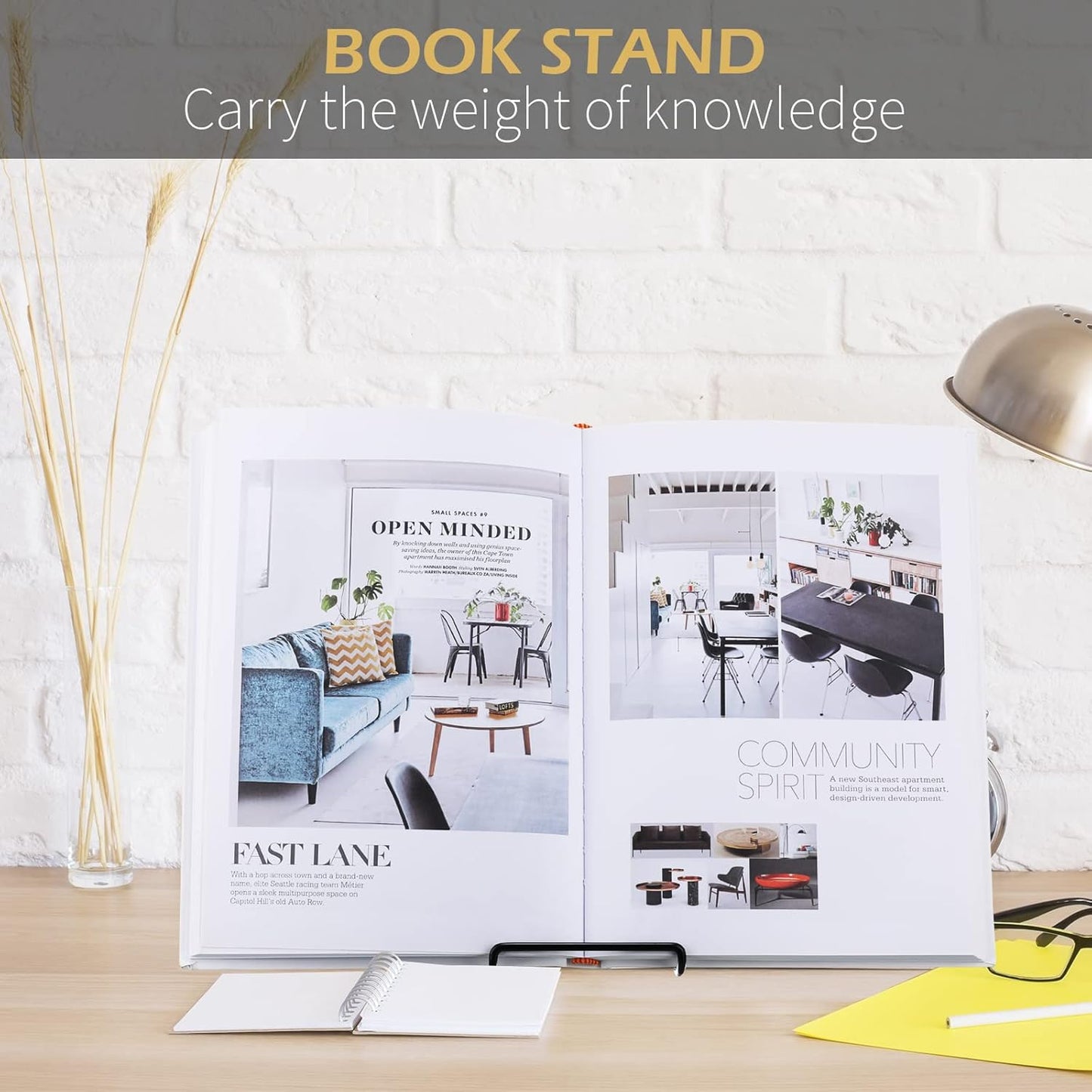 Kenning 24 Pack Book Stand, Foldable Picture Holders for Tables, 3.54'' X 5.12'' Metal Plate Stands for Display Photo Easel Cutting Board Record Frame Holder (Black)
