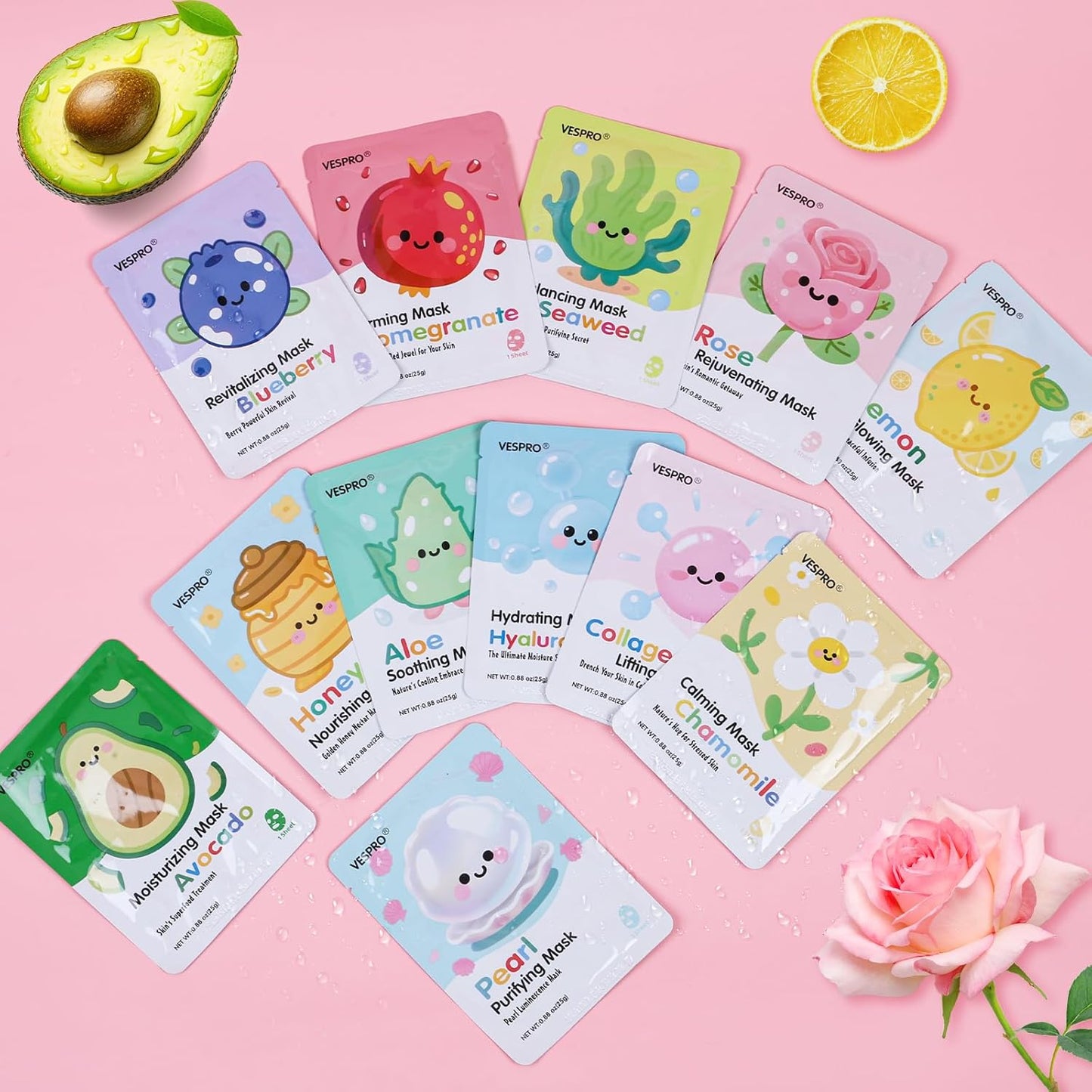 12 Pack Face Masks for Women, Hydrating & Moisturizing Facial Mask for Skincare, Bulk Sheet Mask Spa Party Supplies for Teen Girls, Birthday Gifts for Women, Sleepover Party, Skin Care Gifts for Mom