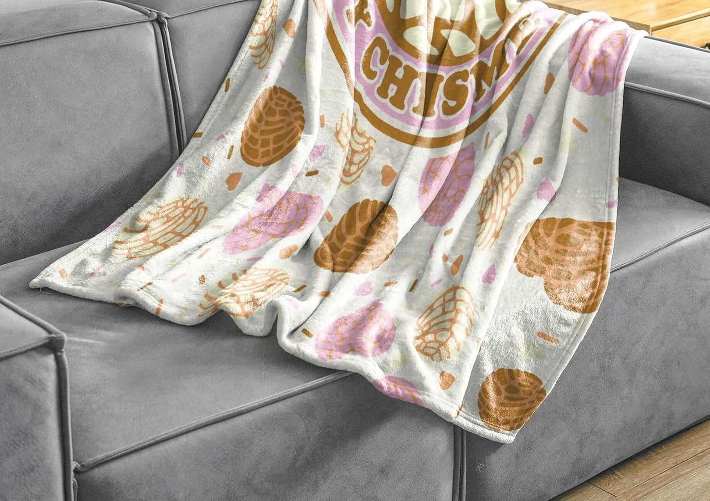 InnoBeta Concha Throw Blanket, Mexican Concha Gifts for Women and Concha Lovers, Tortilla Blanket, 50" x 65", Cafecito Y Chisme