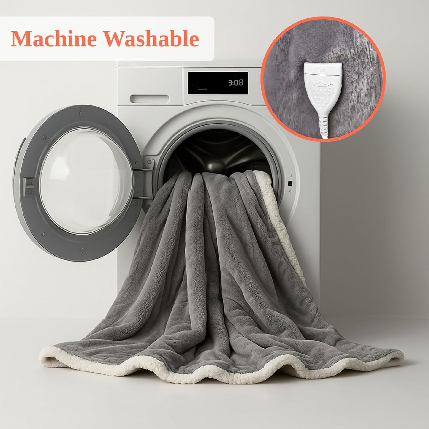 Wearable Heated Blanket with Foot Pocket Sleeves, Heated Robe Heated Snuggie, 6 Heating Levels 4 Hours Auto-Off, Overheat Protection Machine Washable, 50”x70”, Grey
