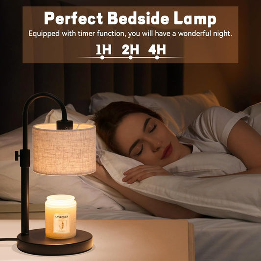 Candle Warmer Lamp with Timer, Dimmable Candle Wax Warmer Candle Lamp Warmer with 2 Bulbs, House Warming Gifts Birthday Gifts for Women Bedroom Home Decor (Linen-Upgraded)