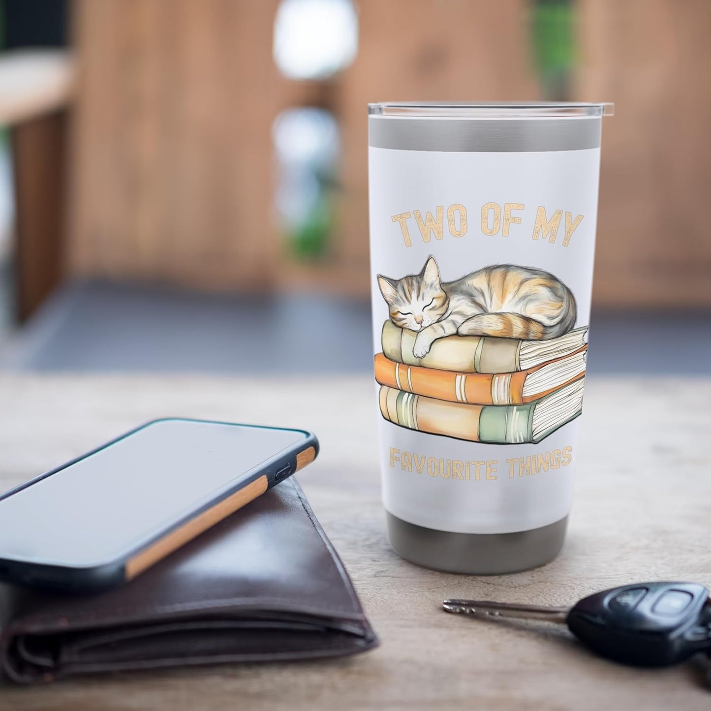 Cute Cat Book Reader Stainless Steel Insulated Tumbler