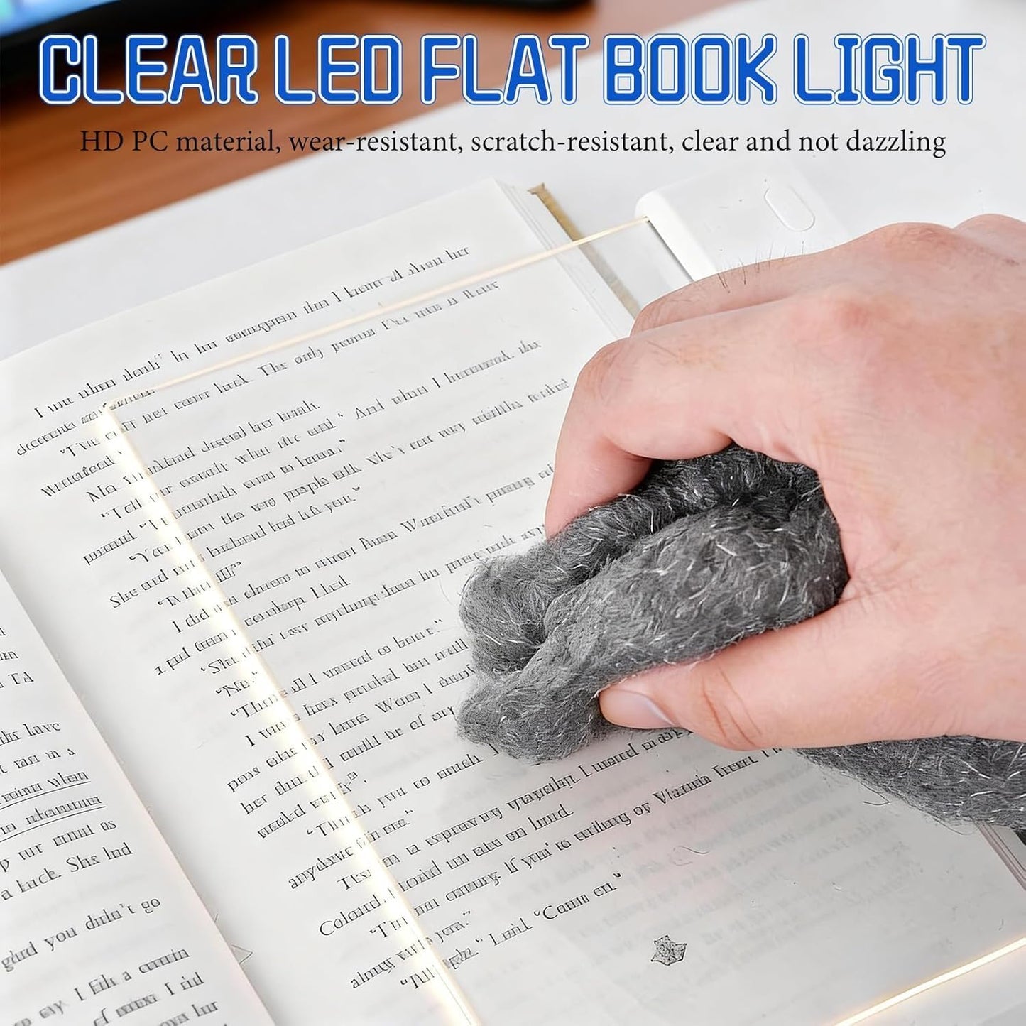 Smart Flat Book Light, Rechargeable Clear LED Reading Lamp with 3 Colors & Timer, 99% Light Transmittance Dimmable Full Page Panel Plate Lamp, Ultra-Clear Transparent Panel Night Reading Lights