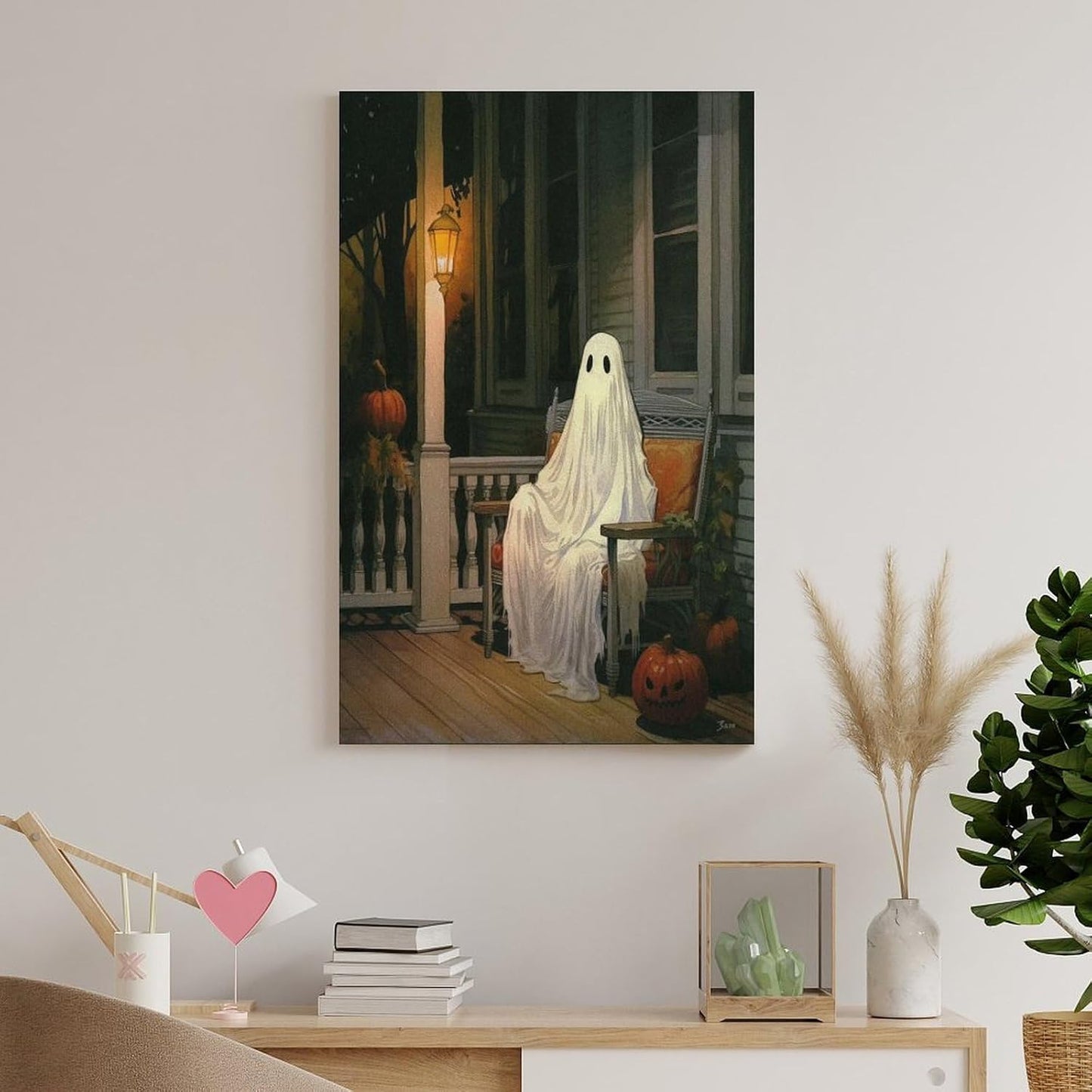 Dark Funny Ghost Bathroom Reading Halloween Classic Movie Posters At Room Aesthetic Posters Cool Canvas Art Poster And Wall Art Picture Print Modern Family Bedroom Decor Posters 24x36inch(60x90cm)