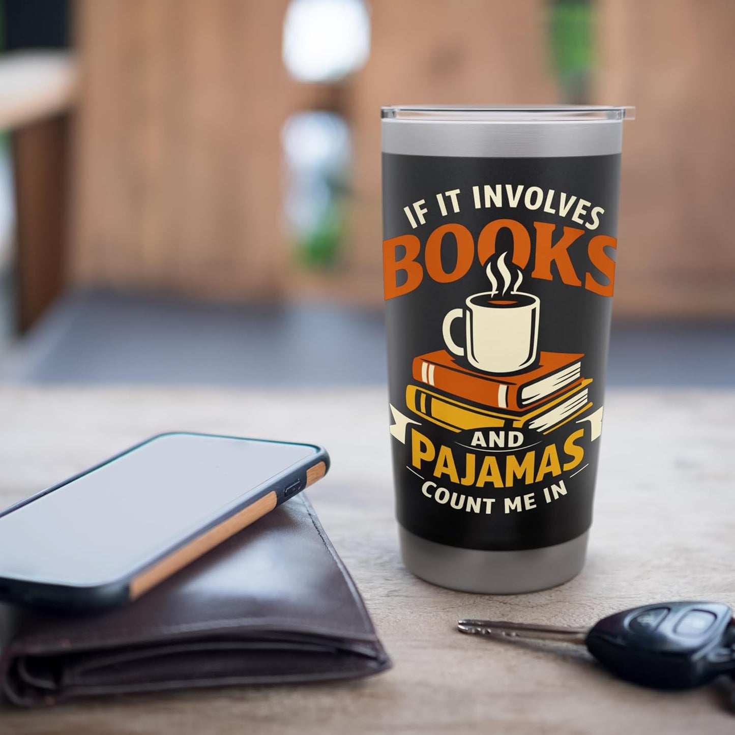 If It Involves Books and Pajamas Count Me In Cute Bookworm Stainless Steel Insulated Tumbler