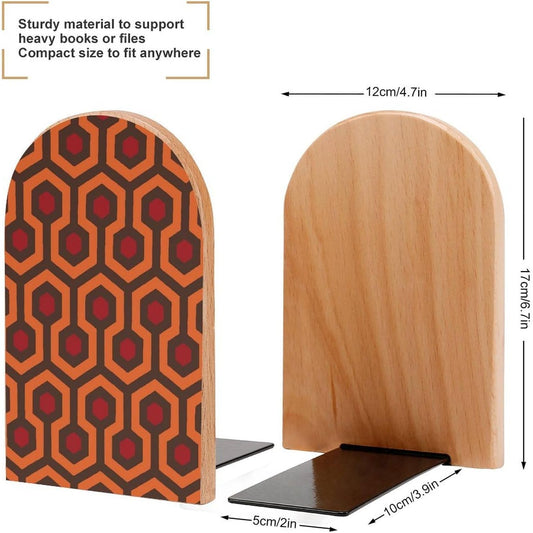 Shining Overlook Wooden Bookend Non-Slip Book Ends Heavy Duty Book Stopper with Metal Base Books Holderd Decorative Bookends Stands Firmly for Office Supplies