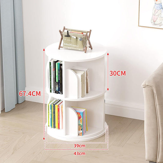2-Tier Solid Wood Rotating Bookshelf, Space-Saving Bookcase Organizer for Student Dorms, Living Room & Office - Stylish Home Decor & Storage Solution