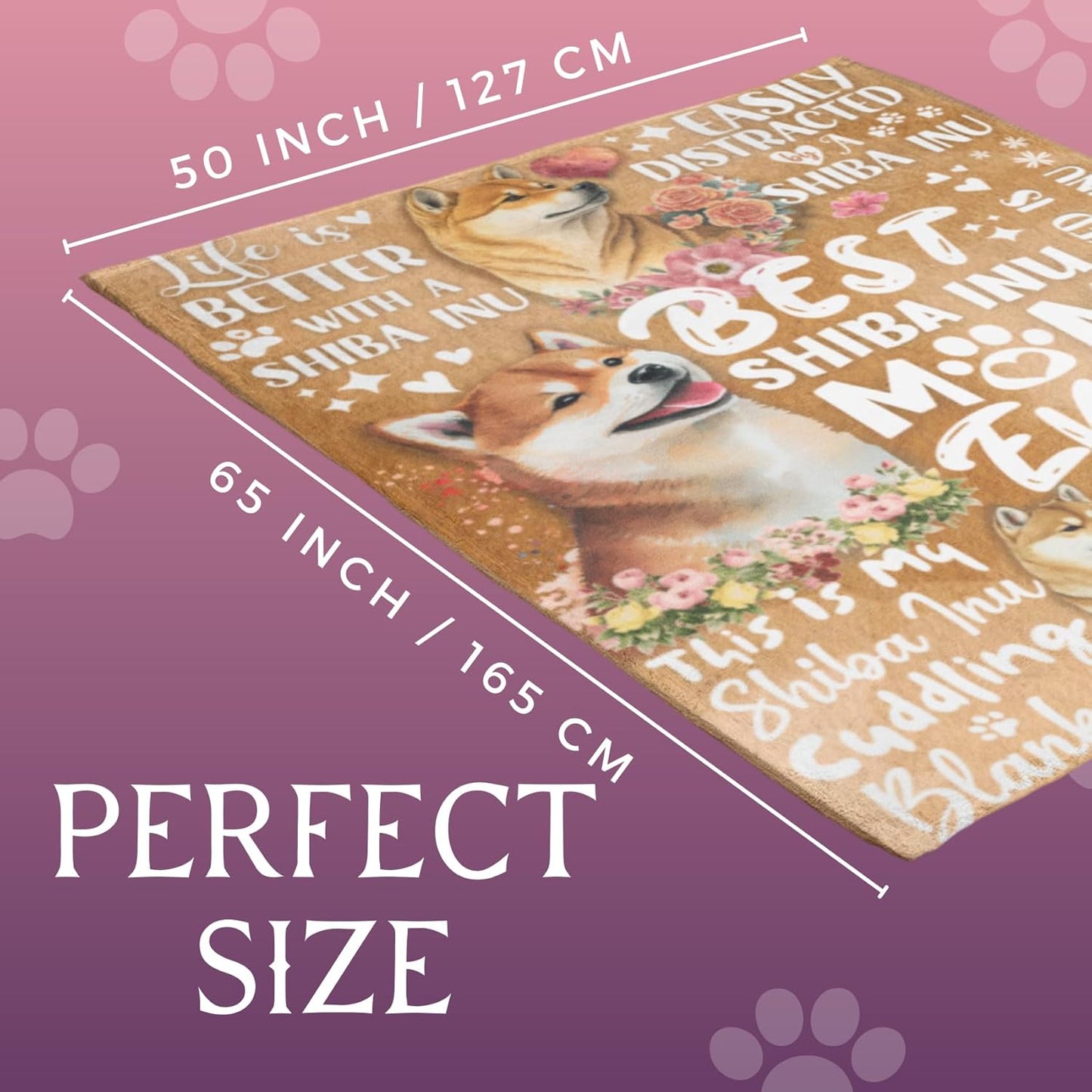 Shiba Inu Gifts for Women - Unique Shiba Inu Flannel Throw Blanket, 50 x 65 inch, Skin Friendly, Novelty Gift
