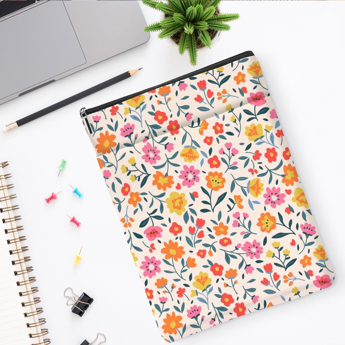 Book Sleeve Book Protector Book Pouch Book Lovers Gifts Bookish Gifts Book Cover with Zipper for Hardcover Paperback Washable Wildfloral Printed Gift Bag for Women Teacher Birthday, BookCover