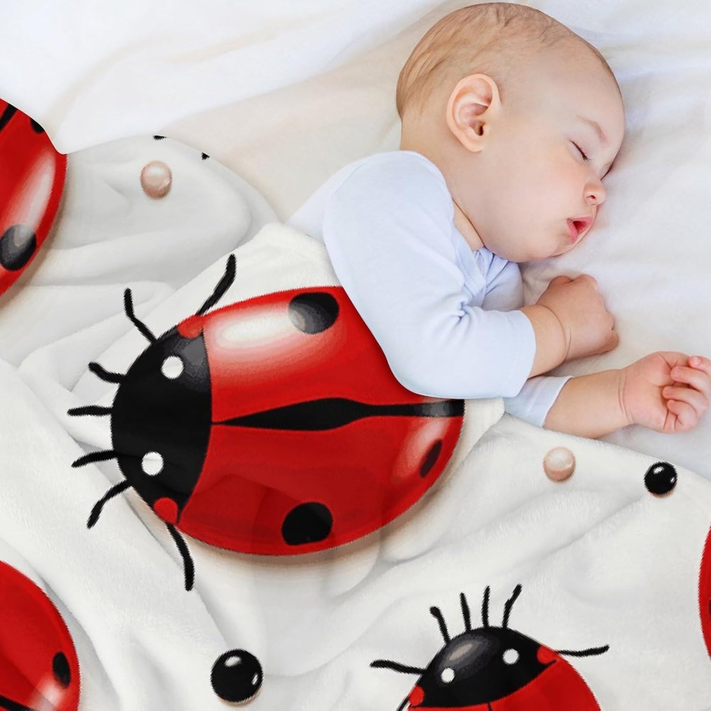Red Ladybug Blanket Super Soft Lightweight Throw Blanket Cute Cozy Warm Bed Blanket Decorative Fuzzy Blanket All-Season Home Decor Gift for Sofa Couch Living Room 30"*40"(76 * 100cm)