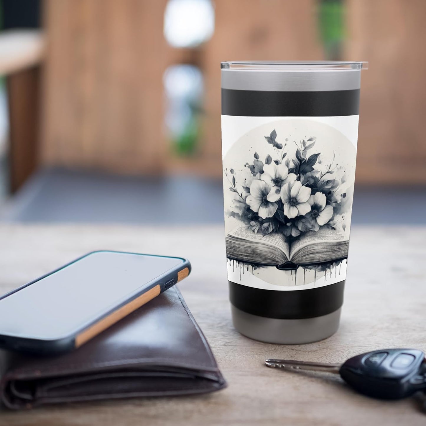 Book Reading Flower Lover Bookworm Tropical Garden Stainless Steel Insulated Tumbler