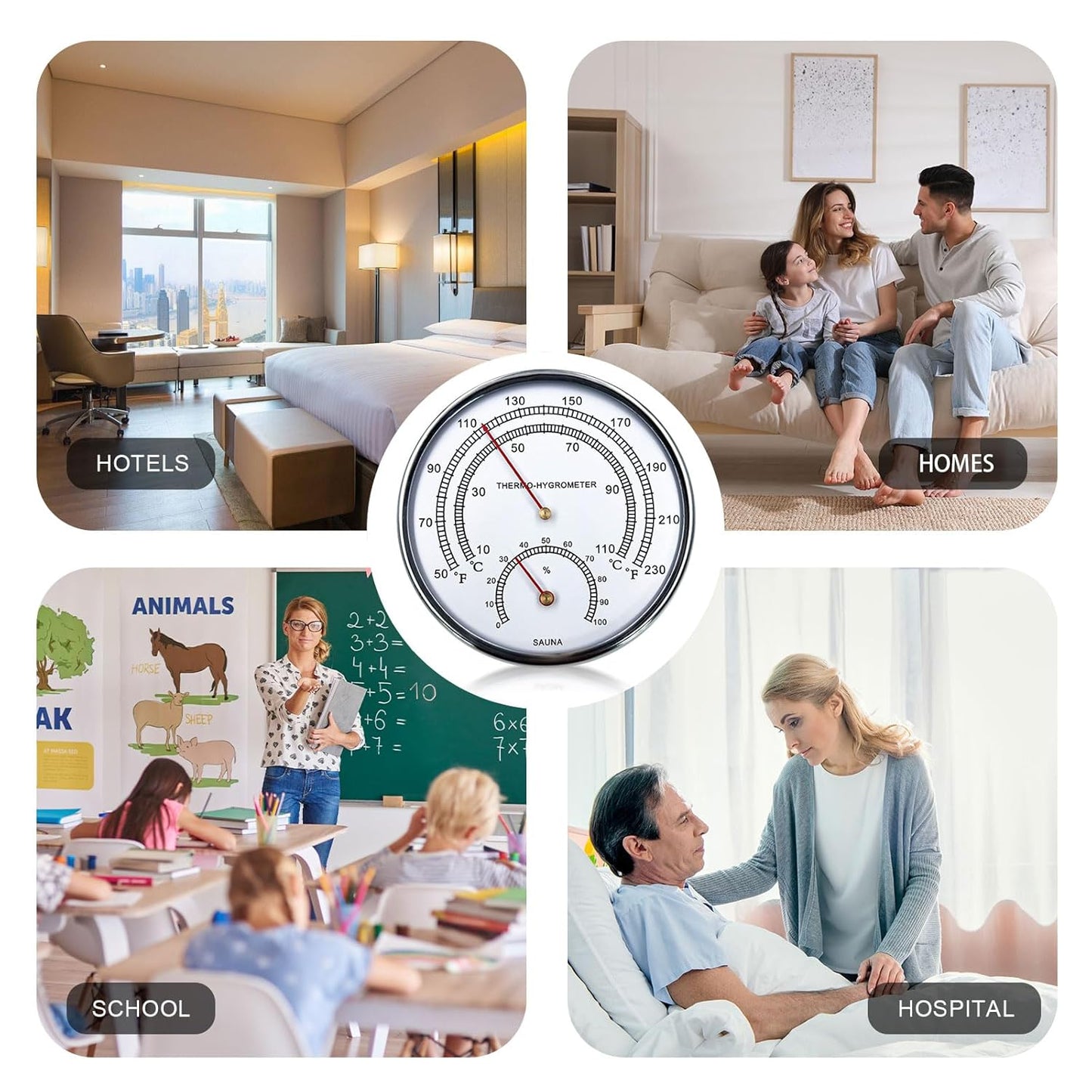 Sauna Thermometer Fahrenheit 2 in 1 Wall Thermometer Fahrenheit Centigrade Sauna Accessories and Hygrometer Humidity Indoor Can Be Placed and Hung