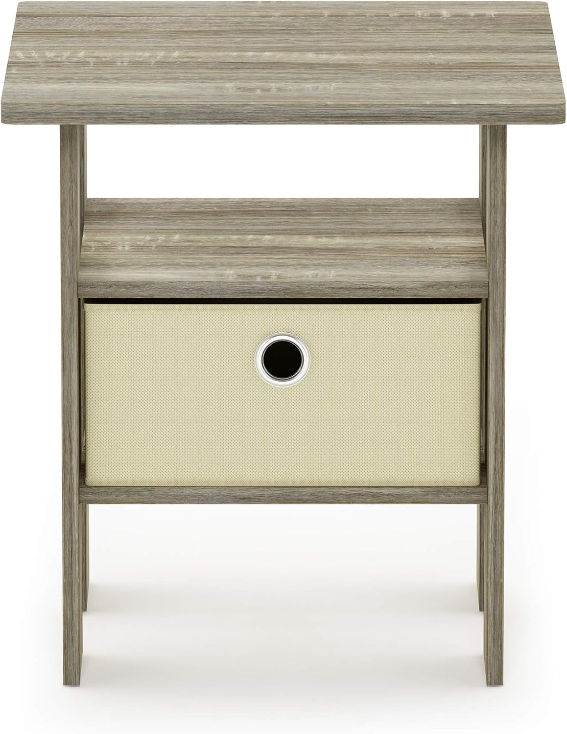 Furinno ANDREY Side Table, End Table, Night Stand with Open Shelves and Storage Bin, Bedside Table, for Living Room, Bedroom, Sonoma Oak