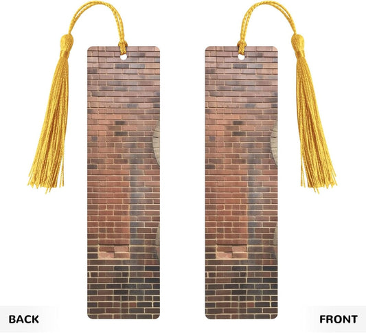 Vents in Brick Wall Bookmarks Gifts for Women Men, Wooden Bookmarks for Book Lovers, Vintage Book Marks Ornaments with Tassel, Unique Personalized Reading Page Markers Gold