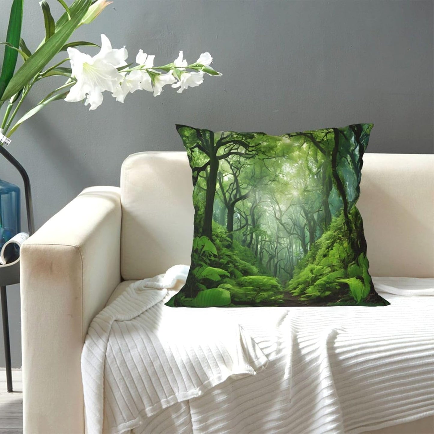 All-Season Square Pillow Covers 18"X18", Tropical Rainforest, Decorative Throw Pillow Covers for Sofa Bed Couch, Hidden Zipper Cushion Cover, Square Lumbar & Accent Pillowcases for Home Decor