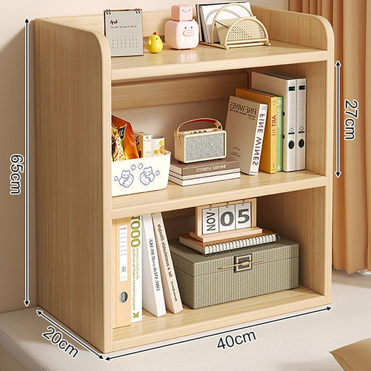 3-Tier Solid Wood Bookshelf, Freestanding Desktop Shelf for Small Spaces, Modern Horizontal Bookcase, Corner Storage Rack (Size: 40x20x65CM, Color: A)