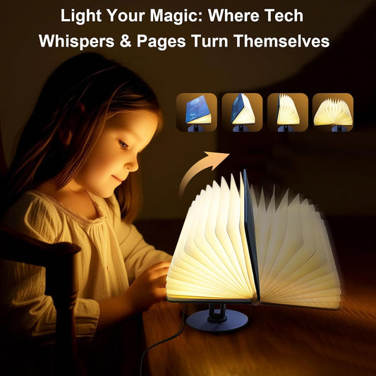 MagicBook Light - Smart Voice-Activated Book Lamp with Auto-Open/Close, Adjustable Stand & 10W RGB Desk Light for Home/Office Decor (Novelty Reading Lamp) (Art Deco 1)