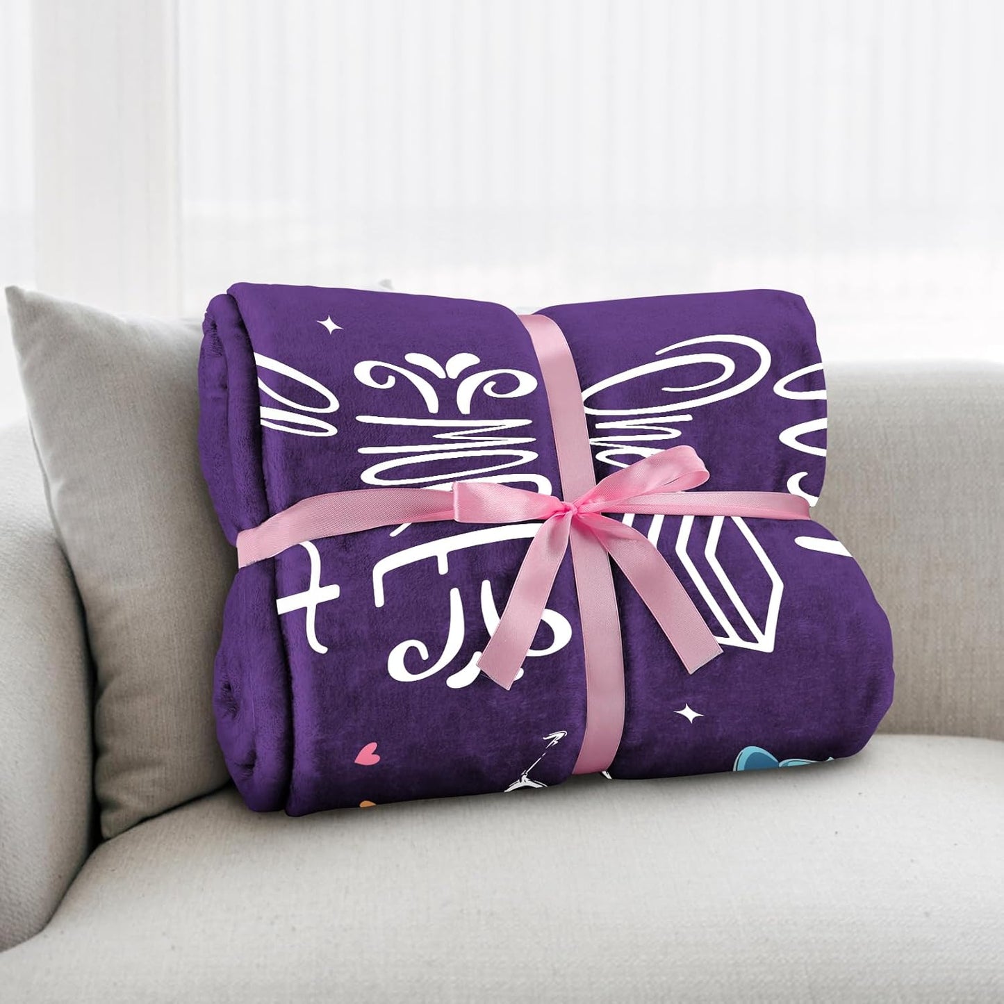 Book Lovers Gifts, Teacher Gifts for Women Men Book Lover Throw Blanket, Birthday Gift for Women, Librarian Birthday Gift for Friends 60" x50 (Purple)
