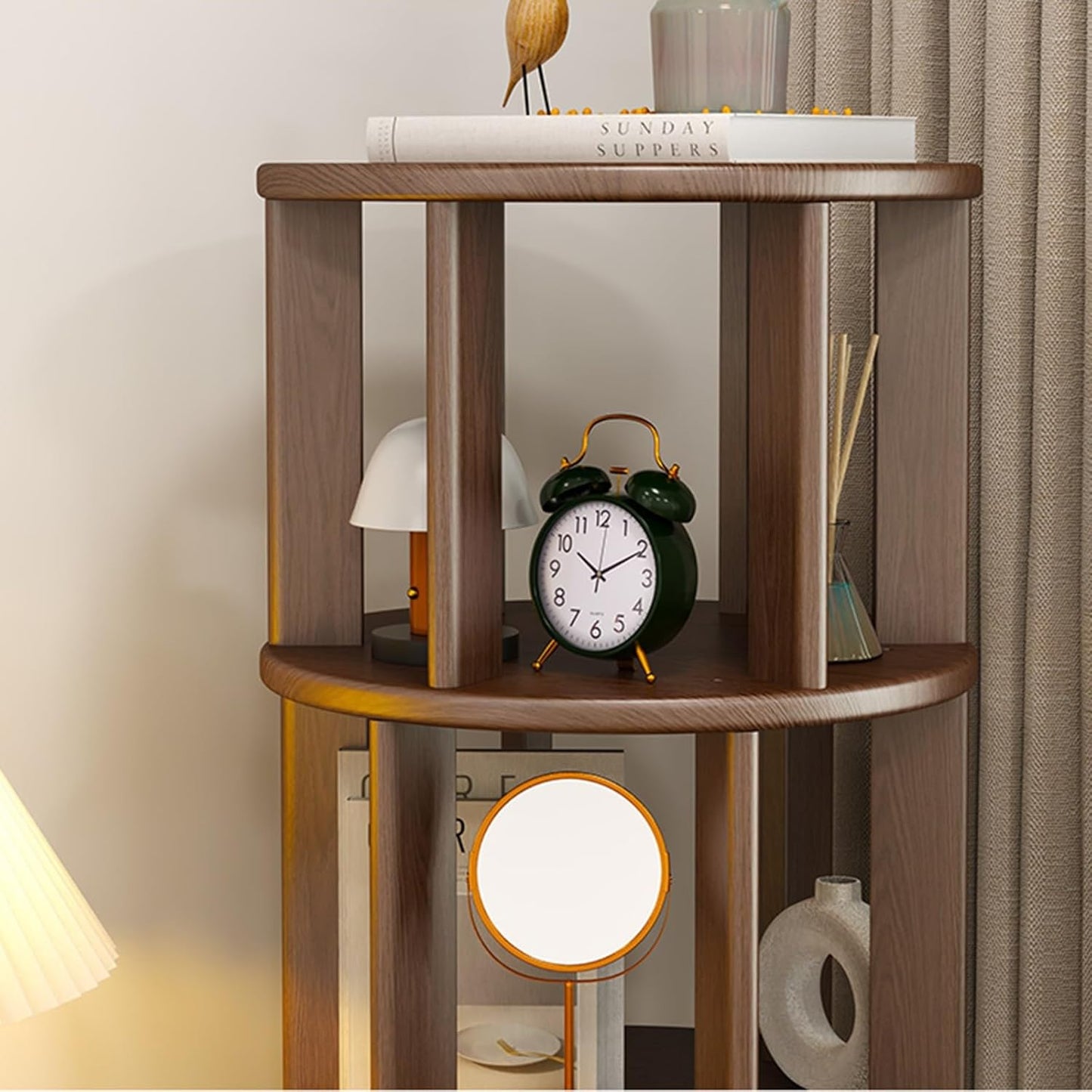 360° Rotating Stackable Shelves Narrow Bookshelf 360 Display Rotating Bookshelf Book Shelf Organizer for Bedroom, Living Room, Study Room (Light Brown 2 Tier) (Light Brown 6 Tier)